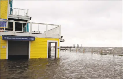  ?? Jose Luis Magana / AFP / Getty Images ?? A flooded shop is seen next to Rodanthe Sound as Hurricane Dorian hits Cape Hatteras in North Carolina on Friday. The final death toll from Hurricane Dorian in the Bahamas could be staggering, a government minister has said as the storm lashed North Carolina with torrential rain and fierce wind.