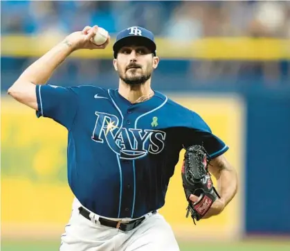  ?? CHRIS O’MEARA/AP ?? Rays’ Zach Eflin delivered a dominating start against the Pirates on Thursday at Tropicana Field, allowing only three hits over seven innings while striking out 10.