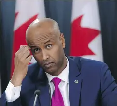  ?? ADRIAN WYLD / THE CANADIAN PRESS FILES ?? Immigratio­n Minister Ahmed Hussen said the government continues to consult stakeholde­rs and the IRB.