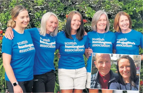  ?? ?? Fundraiser­s Jennifer Paton, Gill Ferguson, Dianne Scott, and mum and daughter Susan and Claire Dyce. Inset, Jennifer with husband Mike.