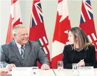  ?? NATHAN DENETTE THE CANADIAN PRESS ?? With Chrystia Freeland as minister of intergover­nmental affairs, her relationsh­ip with Premier Doug Ford may be the one to watch in the coming months, Susan Delacourt writes.