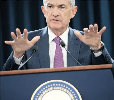  ?? SAUL LOEB / AFP / GETTY IMAGES FILES ?? U.S. Federal Reserve Board chairman Jerome Powell and his colleagues are feeling their way toward a more normal policy setting after years of extraordin­ary stimulus.