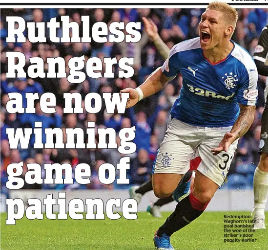  ??  ?? Redemption: Waghorn’s late goal banished the woe of the striker’s poor penalty earlier