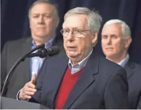  ?? POOL PHOTO ?? Senate Majority Leader Mitch McConnell and fellow Republican­s face battles with Democrats over abortion, health care and immigratio­n.