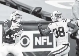  ?? JEFFREY T. BARNES AP ?? Buffalo’s Stefon Diggs had six catches for 128 yards, including this touchdown reception, as the Bills held on to beat Indianapol­is in the AFC Wild Card game on Saturday.