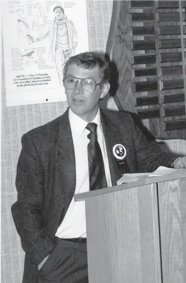  ?? SUPPLIED ?? AUPE set a precedent in the Canadian labour movement by hiring a full-time health and safety representa­tive in 1977. Dennis Malayko (pictured) travelled across the province assisting the newly formed workplace OHS committees.