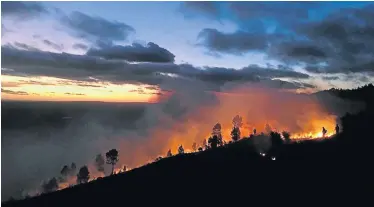  ??  ?? SCORCHED EARTH: A fire that broke out at Pumba Private Game Reserve near Makhanda on Friday burnt about 1,000ha of veld