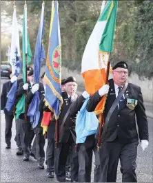  ??  ?? Members of Drogheda and Slane ONE marching to the Halpin and Moran Memorial on Marsh Road