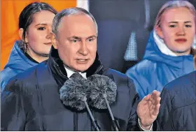  ?? ?? Discurso. El presidente ruso Vladímir Putin, en un acto de celebració­n.