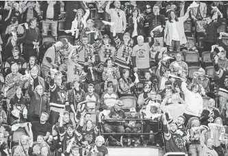  ?? GARY YOKOYAMA THE HAMILTON SPECTATOR ?? A huge hometown crowd of 8,663 fans got behind the Bulldogs and helped them win the OHL championsh­ip Sunday over the Soo Greyhounds with a 5-4 victory. Next stop is the Memorial Cup tournament this week.