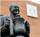  ??  ?? The statue of former Wigan owner Dave Whelan at the DW Stadium