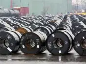  ?? REUTERSPIX ?? Stored rolls of steel outside the ArcelorMit­tal Dofasco plant, in Hamilton, Ontario, Canada. On Friday, Canada struck back at US steel and aluminium tariffs.