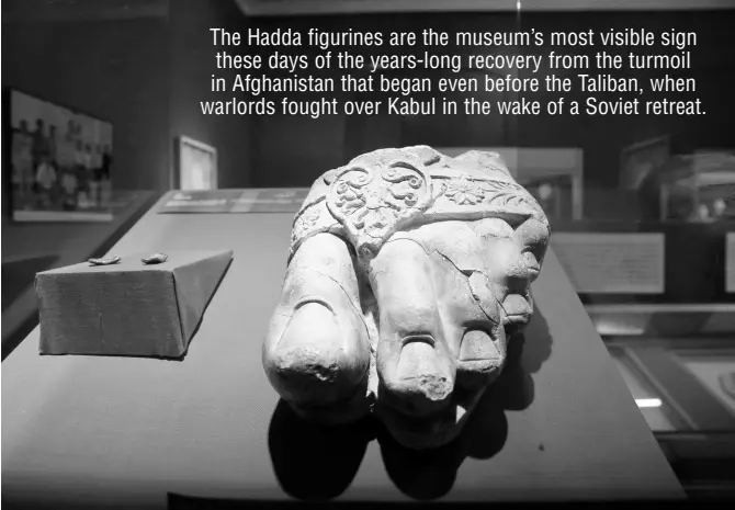  ?? AP ?? The foot of a giant Zeus statue is on display at the Afghan National Museum of Afghanista­n in Kabul, Afghanista­n.