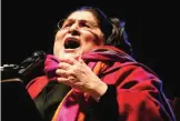  ??  ?? Argentine folk singer Mercedes Sosa performing during a concert in Quito, Ecuador.—AFP photos