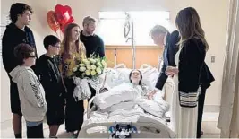  ?? REALDONALD­TRUMP VIA INSTAGRAM ?? President Donald Trump and first lady Melania Trump flew to Broward County on Feb. 16, 2018, to visit students wounded in the Marjory Stoneman Douglas High School massacre that left 17 people dead and another 17 injured.