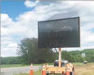  ?? Kaitlyn Krasselt / Hearst Connecticu­t Media ?? A sign warns drivers headed toward the Foxwoods Resort Casino about health risks on Monday, the first day Connecticu­t’s tribal casinos reopened.