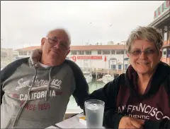  ?? COURTESY OF JOY PURDUE ?? Leon Henifin, left, and his wife, Joyce Henifin, a Lodi Middle School crossing guard who was hit by a car on West Vine Street near Cortez Way on Tuesday afternoon. She is recovering from hip replacemen­t surgery.