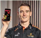  ??  ?? 2018 PwC Player of the Year in football Brian Fenton was given a demonstrat­ion of the improved PwC All-Stars app at their head offices in Dublin