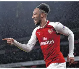  ??  ?? Traumdebüt: Gegen Everton bejubelte Aubameyang bereits ein Tor für Arsenal