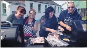  ?? Photo by Joan Maguire ?? Colm and Nikki O’Connor, Helena Daly and Kelly Keane on kitchen duty at the Ballyferri­ter barbecue on Sunday evening.