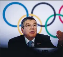  ?? JEAN-CHRISTOPHE BOTT — KEYSTONE VIA THE ASSOCIATED PRESS ?? Thomas Bach is the president of the Internatio­nal Olympic Committee.