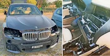  ?? FOTOS: PRIVAT ?? «Mir kamen fast die Tränen»: So fand C.T. seinen BMW am Gardasee vor.