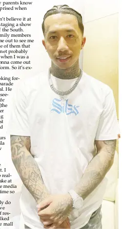  ?? Photo shows MBNel during the interview with The STAR. ?? Filipino-American hip-hop artist MBNel — real name Jhonel Dongon — is thrilled to be performing at the Trademark Club in Cebu City on Sunday during the Sinulog Festival 2024 celebratio­n.