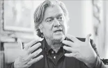  ?? J. SCOTT APPLEWHITE THE ASSOCIATED PRESS ?? Steve Bannon, President Donald Trump's former chief strategist, talks about the approachin­g midterm election during an interview on Aug. 19.