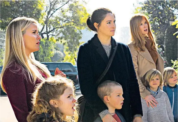  ??  ?? Reese Witherspoo­n, Shailene Woodley and Nicole Kidman star in Big Little Lies and, inset, Helen Kirwan-Taylor