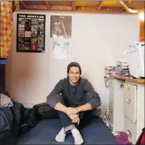  ??  ?? Langston Sanchez, who received a $1,400 grant from the Tribeca Film Institute, doesn’t mind his messy bedroom.