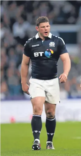  ??  ?? Captain John Barclay, pictured above centre, leads dejected team-mates off the Twickenham pitch; Fraser Brown, below, has been cleared to play against Italy after being sin-binned in the Calcutta Cup clash.