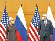  ?? ?? US Deputy Secretary of State Wendy Sherman (left) and Russian deputy foreign minister Sergei Ryabkov attend security talks at the United States Mission in Geneva