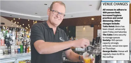  ??  ?? STILL OPEN: Fitzy’s publican Brad Fitzgibbon­s says the city’s pubs and clubs are committed to remaining open for business.