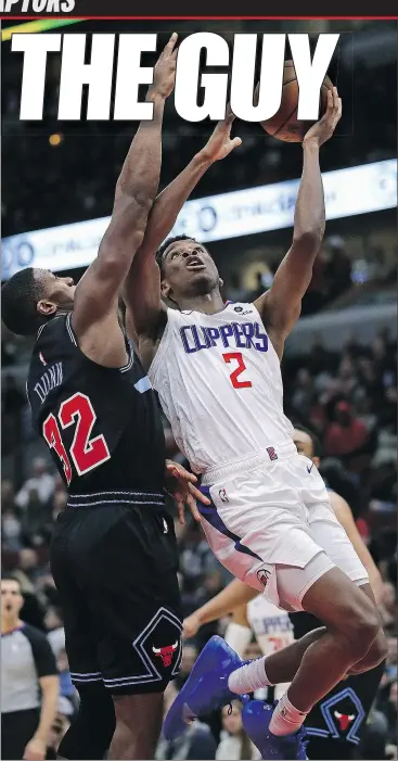  ?? — GETTY IMAGES ?? L.A. Clippers’ Shai Gilgeous-Alexander, a Hamilton, Ont. native, plays in Toronto for the first time today.