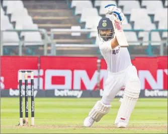  ?? ?? India captain Virat Kohli smashes one through the covers during his knock of 79 at Newlands on Tuesday.