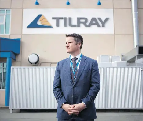  ?? PHOTOS: CHAD HIPOLITO/THE CANADIAN PRESS ?? High investor demand boosted the price of Tilray’s shares. The cannabis grower raised US$153 million in its IPO on Thursday, selling nine million shares at US$17. “It’s a validation for both us and the sector,” said Tilray CEO Brendan Kennedy,