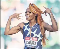  ?? STEPH CHAMBERS — GETTY IMAGES ?? Sha’Carri Richardson won the women’s 100 at the Olympic Trials but has been suspended for 30 days for a positive cannabis test.