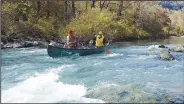  ?? NWA Democrat-Gazette/FLIP PUTTHOFF ?? Karen and Tom Mowry finish their Buffalo River trip on Nov. 4 after an unexpected swim, one which they were prepared for.