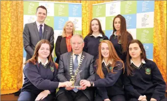  ??  ?? Best Display Winner-‘Light Up Your Life‘, Coola Post Primary School, Stephen Walshe (LEO Sligo), Mary Rourke, Megan Davey and Aislin O’Boyle, Front Row: Megan Keaney, Cathaoirle­ach, Sligo County Council, Cllr. Seamus Kilgannon, Aine Gilligan and...