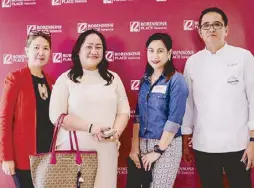  ??  ?? Double M Hotel and Roadhouse Café director for operations Maan Montesclar­os, Asuncion Delfin, Double M Hotel’s Maricar Tan and Tirso’s Deli’s chef Albert Chiu