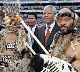  ??  ?? Jacob Zuma, right, with Nelson Mandela, then ANC president, at a Sonke Festival election campaign rally in 1993