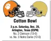 ??  ?? Cotton Bowl No. 2 Clemson (13-0) vs. No. 3 Notre Dame (12-0) 3 p.m. Saturday, Dec. 29, Arlington, Texas (ESPN)