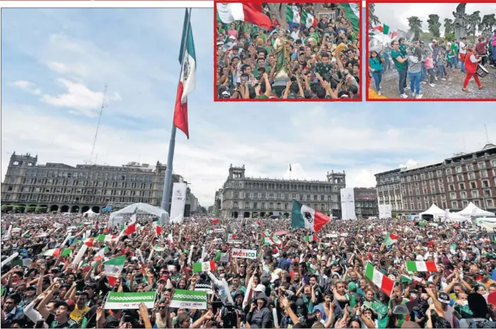  ??  ?? MULTITUD. Las calles de Monterrey, Guadalajar­a, Ciudad de México y Puebla se inundaron de aficionado­s luciendo los colores de la selección mexicana.