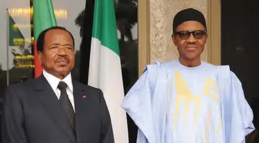  ??  ?? From Left: Cameroonia­n President Paul Biya and Nigerian President Muhammadu Buhari