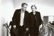  ?? New York Times file photo ?? Democratic Sens. Sherrod Brown and Elizabeth Warren said the Fed’s effort with Congress would make the nation’s financial system less safe.