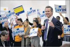  ?? Kent Nishimura Los Angeles Times ?? LT. GOV. Gavin Newsom, who is among the top candidates for governor, speaks during the state Democratic Party’s convention Saturday in San Diego.