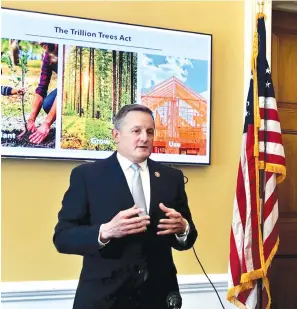  ?? Arkansas Democrat-Gazette/Frank Lockwood ?? ■ U.S. Rep. Bruce Westerman discusses his trillion trees legislatio­n on Feb. 12, 2020, at the U.S. Capitol in Washington.