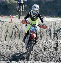  ?? PHOTO: JOHN BISSET/STUFF ?? Alex Caird rides a KTM 65 at the South Canterbury Motorcycle Club’s annual motocross beach club day.