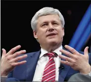  ?? CP PHOTO JOSE LUIS MAGANA ?? Former prime minister Stephen Harper speaks at the 2017 American Israel Public Affairs Committee (AIPAC) policy conference March 26. In scheduling twist Harper and current prime minister, Justin Trudeau, will both be in Washington on the same day...