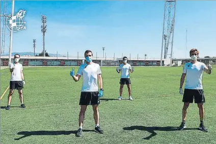  ?? FOTO: EFE ?? Los colegiados de LaLiga en los campos de entrenamie­ntos de la Ciudad Deportiva de Las Rozas